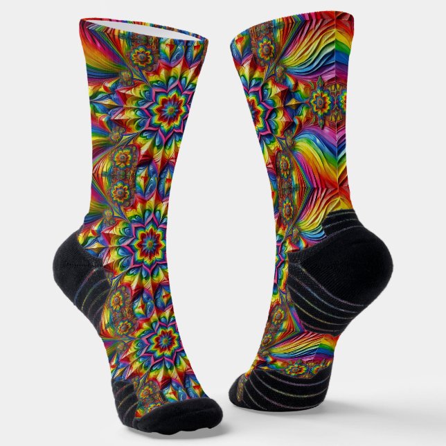 Athletic Crew Sock with LGBT Colours (Angled)