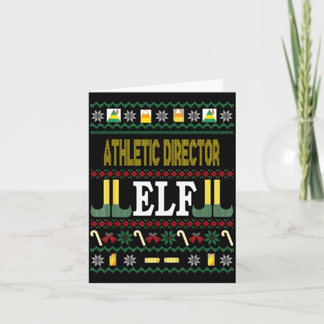 Athletic Director Elf Funny Christmas Gift  Card (Front)