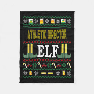 Athletic Director Elf Funny Christmas Gift Fleece Blanket