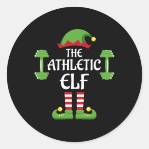 Athletic Elf Family Matching Group Christmas Sport Classic Round Sticker