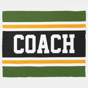 Athletic Forest Green Black COACH Racing Stripes Fleece Blanket