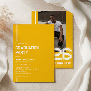 Athletic Photo Graduation Party Yellow Invitation