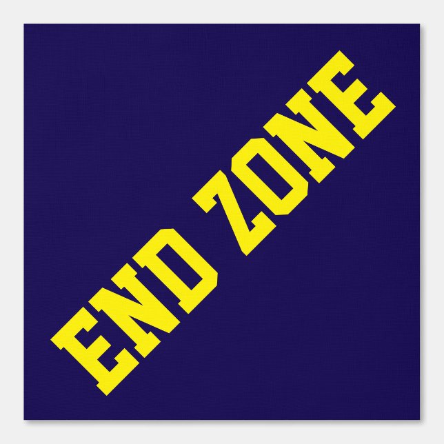 Athletic Slant Yellow END ZONE Text On Navy Blue Wallpaper (Front)