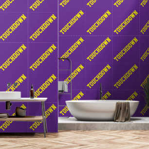 Athletic Slant Yellow TOUCHDOWN On Royal Purple Wallpaper