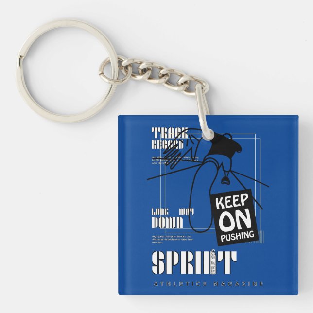 Athletic Sport keep on Pushing   Key Ring (Front)