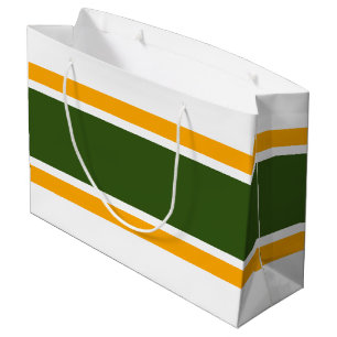 Athletic Sporty Bold Green Yellow Stripes On White Large Gift Bag