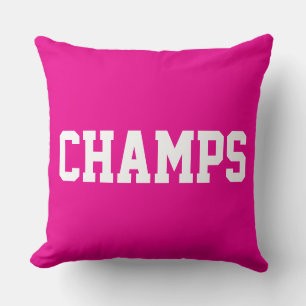 Athletic Sporty CHAMPS White Text On Bright Green Cushion