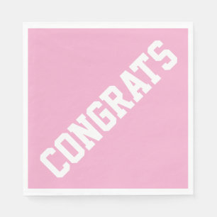 Athletic Sporty CONGRATS Text On Light Pink Napkin