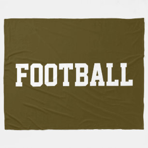 Athletic Sporty White FOOTBALL Text On Bold Brown Fleece Blanket