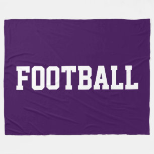 Athletic Sporty White FOOTBALL Text On Bold Purple Fleece Blanket