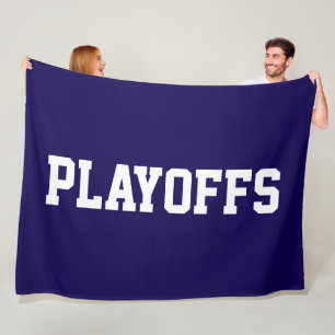 Athletic Sporty White PLAYOFFS Text On Navy Blue Fleece Blanket