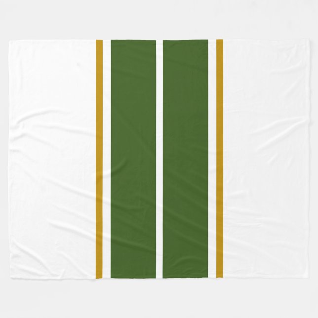 Athletic Twin Forest Green White Racing Stripes Fleece Blanket (Front (Horizontal))