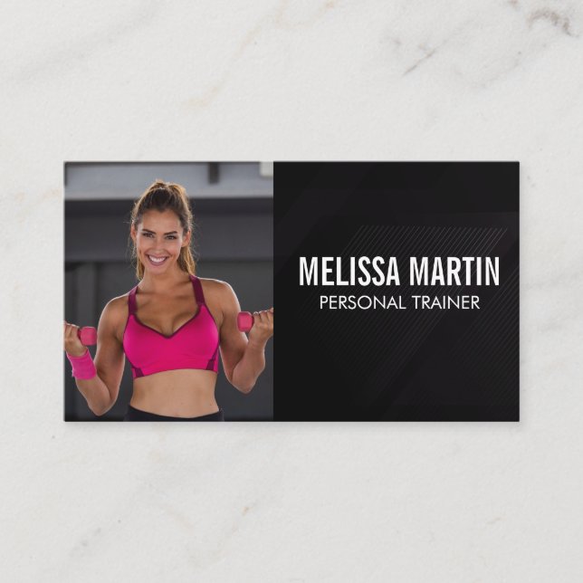 Athletic Woman Holding Dumbbells  Business Card (Front)