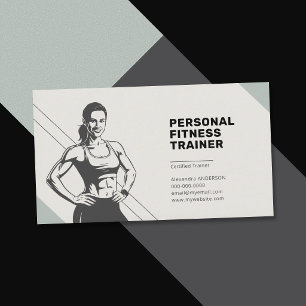 Athletic Woman Silhouette - Fitness Trainer Business Card