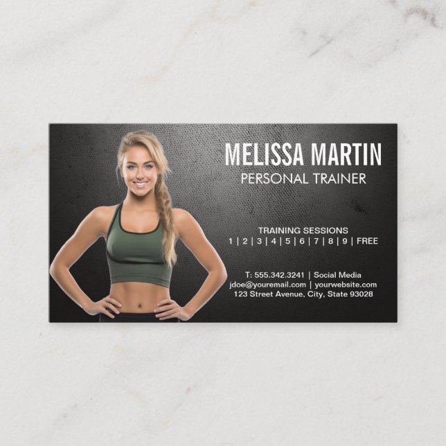 Athletic Woman Smiling Business Card (Front)