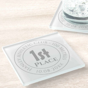 Athletics 1st Prize Trophy Award Glass Coaster