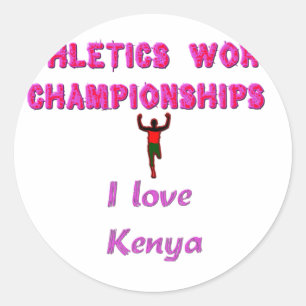 Athletics World Championships Kenya Runner: I Love Classic Round Sticker