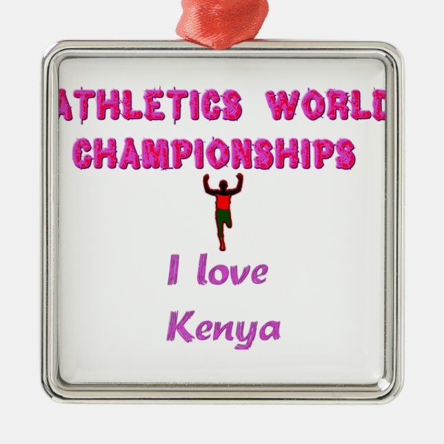 Athletics World Championships Kenya Runner: I Love Metal Ornament (Front)