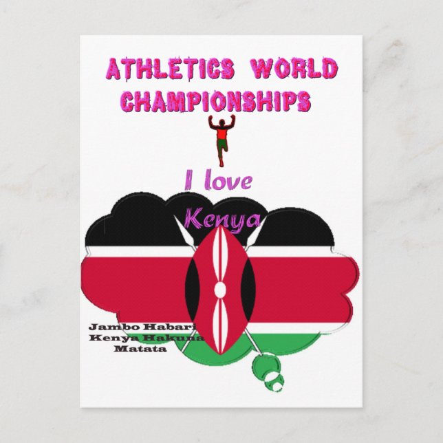 Athletics World Championships Kenya Runner: I Love Postcard (Front)