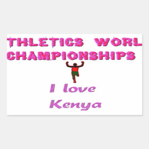 Athletics World Championships Kenya Runner: I Love Rectangular Sticker