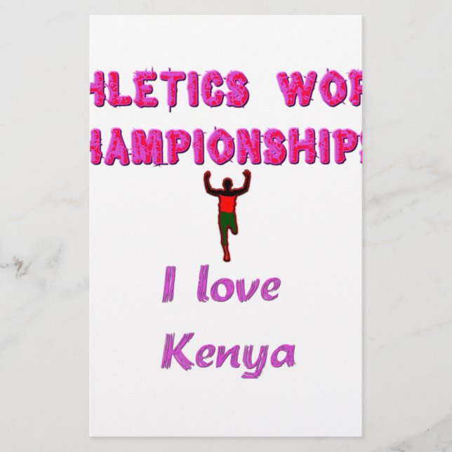 Athletics World Championships Kenya Runner: I Love Stationery (Front)