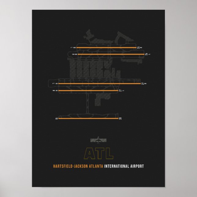 ATL -  Atlanta Airport Diagram Poster (Front)