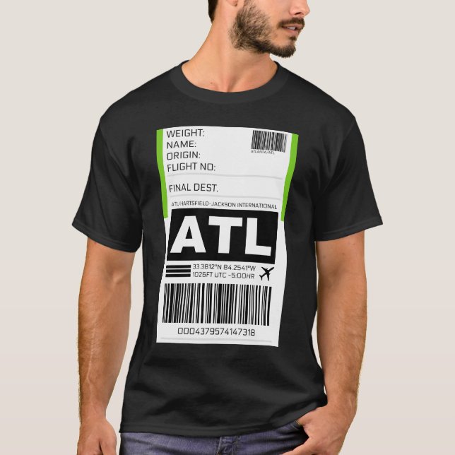 Atl Atlanta Hartsfield-Jackson International Airpo T-Shirt (Front)