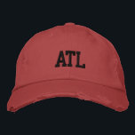 ATL "Atlanta" Monogram Black and Red Vintage Style Embroidered Hat<br><div class="desc">ATL "Atlanta" Monogrammed embroidered Black on Red vintage style distressed cotton hat. Makes a wonderful gift for anybody who loves Atlanta GA! Also, if you would prefer to have your personal monogram then simply select "Personalise this template" details button to enter your name initials. Embroidery is customisable to other colour...</div>