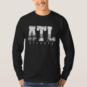 Atl Atlanta Skyline Pride Black & White Vintage Ge T-Shirt