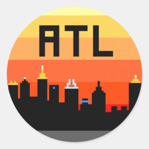 Atlanta 8-Bit Skyline ATL Classic Round Sticker
