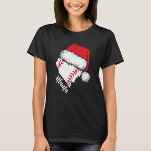 Atlanta Baseball Heart Santa Hat Merry Christmas T-Shirt