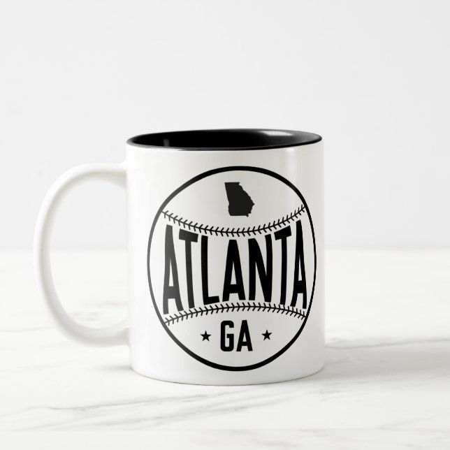 Atlanta Baseball Themed Two-Tone Coffee Mug (Left)