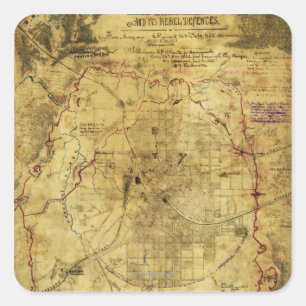 Atlanta Campaign - Civil War Panoramic Map 2 Square Sticker