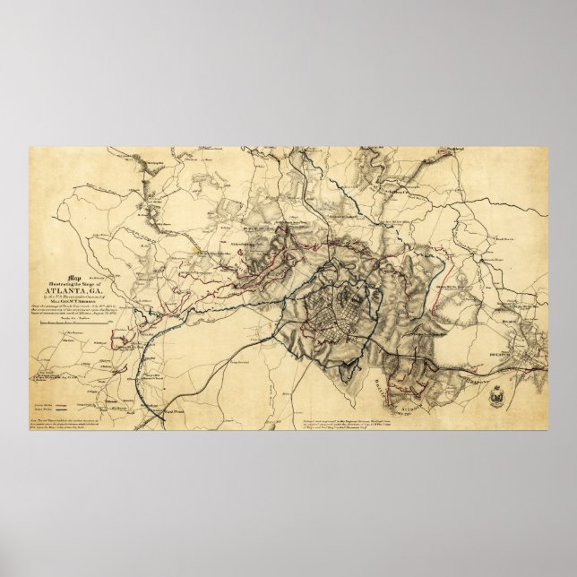 Atlanta Campaign - Civil War Panoramic Map Poster (Front)