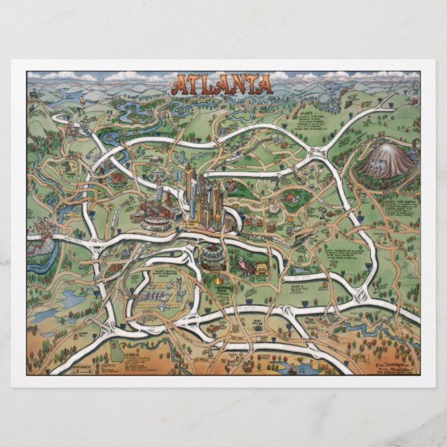 Atlanta Cartoon Map Flyer (Front)
