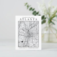 Atlanta City Map + Location Marker Postcard