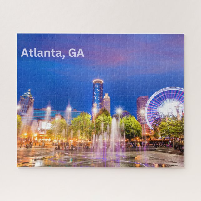 Atlanta, GA City Park Night View Jigsaw Puzzle (Horizontal)