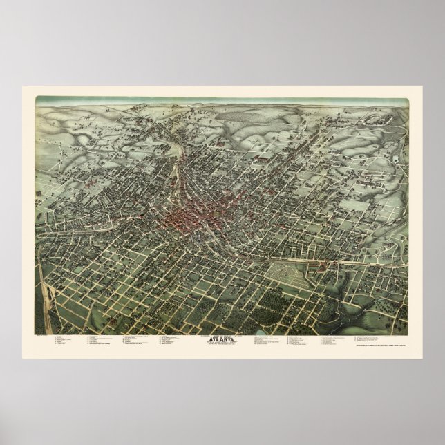 Atlanta, GA Panoramic Map - 1892 Poster (Front)