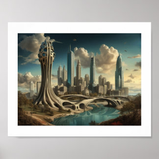 Atlanta GA, Surreal Cityscape Design Poster