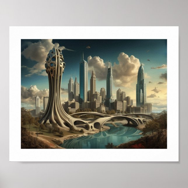 Atlanta GA, Surreal Cityscape Design Poster (Front)