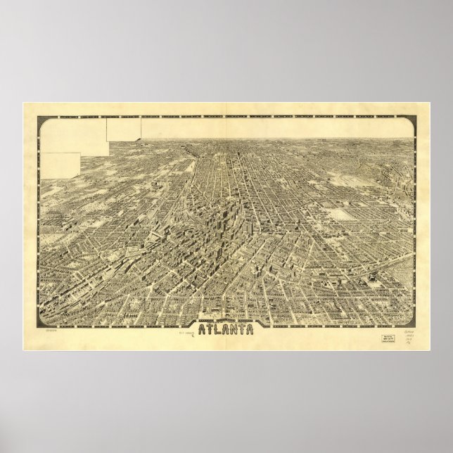 Atlanta Georgia 1919 Antique Panoramic Map Poster (Front)
