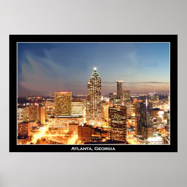 Atlanta, Georgia at Night - Beautiful Skyline Poster (Front)