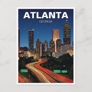 Atlanta Georgia at Night Travel Postcard