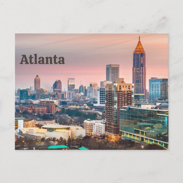 Atlanta, Georgia Beautiful Sunset City View Holiday Postcard (Front)