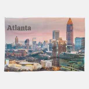 Atlanta, Georgia Beautiful Sunset City View    Tea Towel