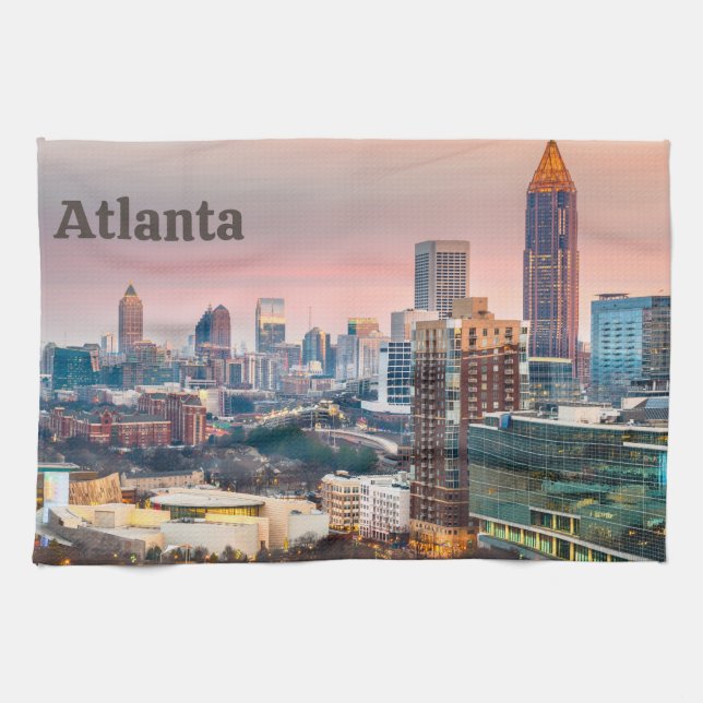 Atlanta, Georgia Beautiful Sunset City View    Tea Towel (Horizontal)