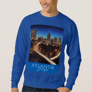 Atlanta Georgia Blue and Gold Evening Poster Sweatshirt