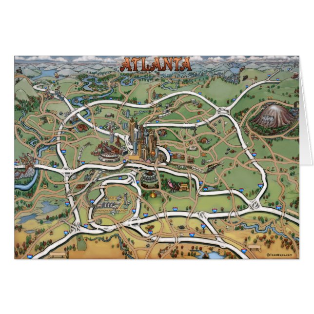 Atlanta Georgia Cartoon Map (Front Horizontal)