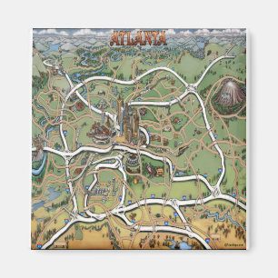 Atlanta Georgia Cartoon Map Magnet
