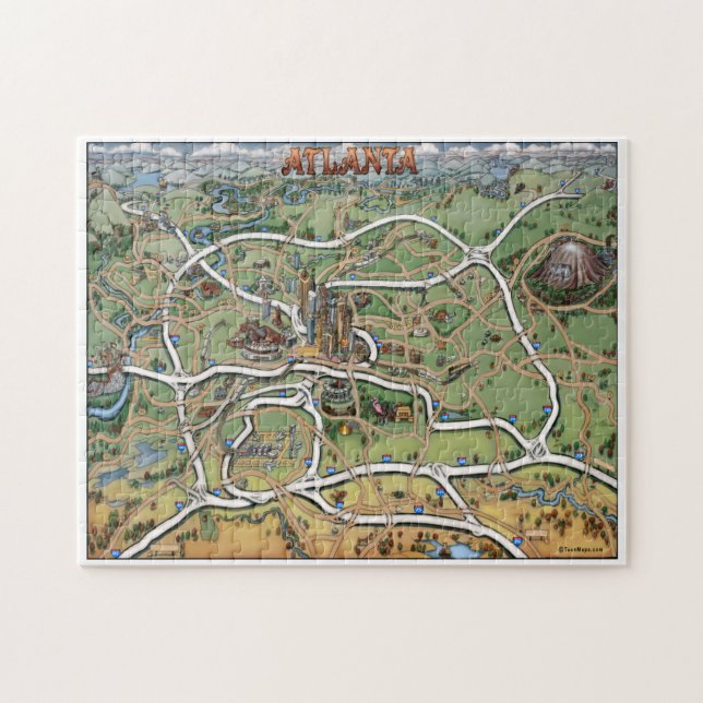 Atlanta Georgia Cartoon Map Puzzle (Horizontal)